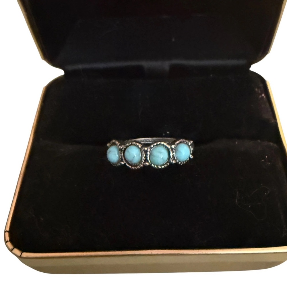 Faux Turquoise and Silver Ring Band